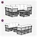 Set Divano da Giardino 7 pz Nero e Grigio scuro polyrattan - Foto miniatura 4