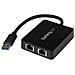 Adattatore USB 3.0 a doppia porta Ethernet Gigabit NIC con porta USB - Foto miniatura 1