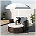 Lettino da Giardino con Ombrellone Marrone in Polyrattan - Foto miniatura 3
