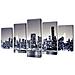 5 Pz Stampa Su Tela Da Muro Panorama New York Monocromatico 200x100 Cm - Foto miniatura 1