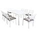 Set Tavolo Giardino Rettangolare Allungabile 200/300 X 100 Con 6 Sedie E 2 Poltrone In Alluminio Bianco Da Esterno - Foto miniatura 1