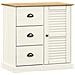 Credenza Cassetti VIGO Bianco 78x40x75 cm Legno Massello Pino - Foto miniatura 1