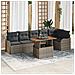 Set di Divani da Giardino  7 Pezzi con Cuscini Grigio Polyrattan, Divano da Giardino  2 Posti con Contenitore & Cuscini Grigio Polyrattan - Foto miniatura 2