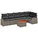 Set di divani da giardino da 7 pezzi con cuscini grigio polyrattan acacia - Foto miniatura 1