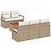 Set Divano da Giardino  6 Pezzi con Cuscini Beige Rattan Sintetico Acacia, Divano da Giardino  2 Posti con Cuscini Beige Rattan Sintetico - Foto miniatura 1