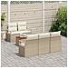 Set Divano da Giardino  6 Pezzi con Cuscini Beige Rattan Sintetico Acacia, Divano da Giardino  2 Posti con Cuscini Beige Rattan Sintetico - Foto miniatura 3