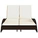 Lettino Prendisole con Cuscini Marrone 114x205x73 cm Polyrattan - Foto miniatura 4