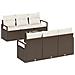 Set di divani da giardino 7 pezzi con cuscini marrone polyrattan, Divano da giardino 2 posti con cuscini marrone polyrattan - Foto miniatura 1