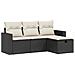 Set Divani da Giardino 4 pz con Cuscini Nero in Polyrattan - Foto miniatura 1