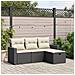 Set Divani da Giardino 4 pz con Cuscini Nero in Polyrattan - Foto miniatura 2