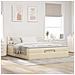 Struttura Letto Pouf con Materasso Crema 160x200 cm in Tessuto - Foto miniatura 6