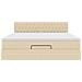 Struttura Letto Pouf con Materasso Crema 160x200 cm in Tessuto - Foto miniatura 8