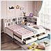 Divano In Legno Massiccio, Letto Singolo 90/180x190cm, Con Letto A Scomparsa, Vano Portaoggetti, Presa Euro Multifunzione, 2 Cassetti E Rete A Doghe, Pino, Bianco - Foto miniatura 1