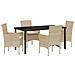 Set da Pranzo per Giardino con cuscino 5 pcs Beige Poly Rattan - Foto miniatura 1