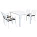 Set Tavolo Giardino Allungabile Rettangolare 160/240 X 90 Con 4 Poltrone In Alluminio Bianco Da Esterno - Foto miniatura 1