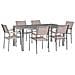 Set Di Tavolo E 6 Sedie Da Giardino In Acciaio, Granito E Fibra Tessile Beige - Piano Singolo- Grigio Lucido - 180cm - Grosseto - Foto miniatura 25