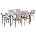 Set Di Tavolo E 6 Sedie Da Giardino In Acciaio, Granito E Fibra Tessile Beige - Piano Singolo- Grigio Lucido - 180cm - Grosseto - Foto miniatura 1