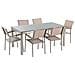 Set Di Tavolo E 6 Sedie Da Giardino In Acciaio, Granito E Fibra Tessile Beige - Piano Singolo- Grigio Lucido - 180cm - Grosseto - Foto miniatura 17
