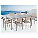 Set Di Tavolo E 6 Sedie Da Giardino In Acciaio, Granito E Fibra Tessile Beige - Piano Singolo- Grigio Lucido - 180cm - Grosseto - Foto miniatura 8