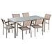 Set Di Tavolo E 6 Sedie Da Giardino In Acciaio, Granito E Fibra Tessile Beige - Piano Singolo- Grigio Lucido - 180cm - Grosseto - Foto miniatura 16