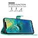 Custodia Compatibile Con Huawei Mate 20 Pro In Turchese Fiore - Coperchio Protettivo In Design Floreale Con Chiusura Magnetica, Funzione Stand E Slot Per Carte - Foto miniatura 2