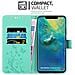 Custodia Compatibile Con Huawei Mate 20 Pro In Turchese Fiore - Coperchio Protettivo In Design Floreale Con Chiusura Magnetica, Funzione Stand E Slot Per Carte - Foto miniatura 3