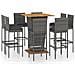 Set da Bar per Giardino 9 pz con Cuscini in Polyrattan Grigio - Foto miniatura 1