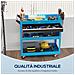 Carrello Porta Attrezzi con Manico Laterale, Cassetto e 3 Ripiani in Acciaio, 82x35x76 cm, Blu - Foto miniatura 5