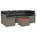 Set di Divani da Giardino da 7 Pezzi con Cuscini Grigio Polyrattan Acacia,  Divano da Giardino a 2 Posti con Spazio di Stoccaggio e Cuscini Grigio Polyrattan - Foto miniatura 1