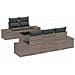 Set Divano da Giardino 6 Pezzi con Cuscini Grigio Polyrattan - Foto miniatura 1