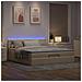 Struttura Letto Pouf con Materasso Crema 160x200 cm in Tessuto - Foto miniatura 3