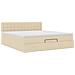 Struttura Letto Pouf con Materasso Crema 160x200 cm in Tessuto - Foto miniatura 6