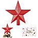 Stella Per Punta Albero Di Natale Rossa Con Glitter 20 Cm - Foto miniatura 1