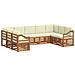 Set divani 9 pcs Naturale e Crema Legno di Acacia Massello - Foto miniatura 1