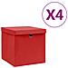 Contenitori con Coperchi 4 pz 28x28x28 cm Rosso - Foto miniatura 1