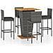 Set da Bar da Giardino 5 pz con Cuscini in Polyrattan Grigio - Foto miniatura 1