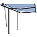 Tenda Da Sole Retrattile Automatica Pali 3,5x2,5m Blu E Bianca - Foto miniatura 1