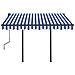 Tenda Da Sole Retrattile Automatica Pali 3,5x2,5m Blu E Bianca - Foto miniatura 4