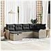 Set divano da giardino  6 pezzi con cuscini Grigio chiaro Poly Rattan, Divano da giardino  2 posti con cuscini Grigio chiaro Poly Rattan - Foto miniatura 2