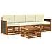 Set di divani da esterno con cuscino 5 pcs Naturale e Crema - Foto miniatura 1