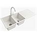 Lavello con 2 Vasche e gocc. a destra con miscelatore Bianco 1150B-B - Foto miniatura 1