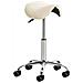 Sgabello da Lavoro Reno in Similpelle I Sgabello A Sella Imbottito Regolabile 53-68 CM E Girevole I Sedia Pc Telaio in Metallo Cromato Crema - Foto miniatura 1