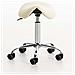 Sgabello da Lavoro Reno in Similpelle I Sgabello A Sella Imbottito Regolabile 53-68 CM E Girevole I Sedia Pc Telaio in Metallo Cromato Crema - Foto miniatura 2