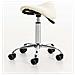 Sgabello da Lavoro Reno in Similpelle I Sgabello A Sella Imbottito Regolabile 53-68 CM E Girevole I Sedia Pc Telaio in Metallo Cromato Crema - Foto miniatura 3