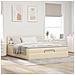 Struttura Letto Pouf con Materasso Crema 160x200 cm in Tessuto - Foto miniatura 3
