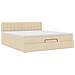 Struttura Letto Pouf con Materasso Crema 160x200 cm in Tessuto - Foto miniatura 6