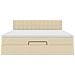 Struttura Letto Pouf con Materasso Crema 160x200 cm in Tessuto - Foto miniatura 7