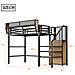 Letto A Soppalco 90x200cm, Con Scala Di Sicurezza E Vano Contenitore Flessibile, Letto In Metallo Per Adulti A Castello Per Bambini, Nero - Foto miniatura 2