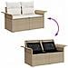 Set Divano da Giardino con cuscino 7 pcs Beige Poly Rattan - Foto miniatura 4