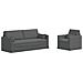 Divano 2 pcs Grigio scuro 198 x 78 x 80 cm Tessuto - Foto miniatura 1